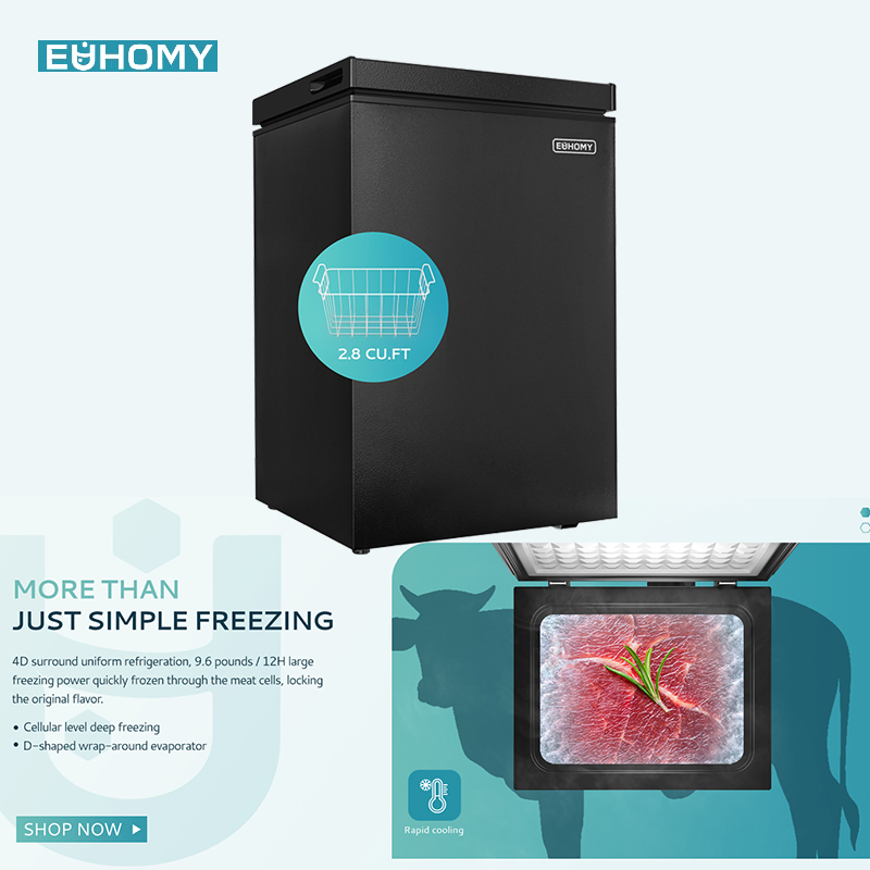 Compact Mini Chest Freezer with Quiet R600A Compressor 78L Storage