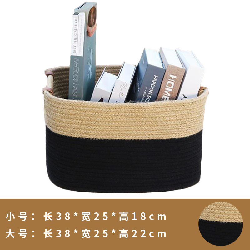 Customized Color Cotton Rope Woven Basket with Wood Handles Modern Home Decorative Storage Toys Bin for Sundries New Design