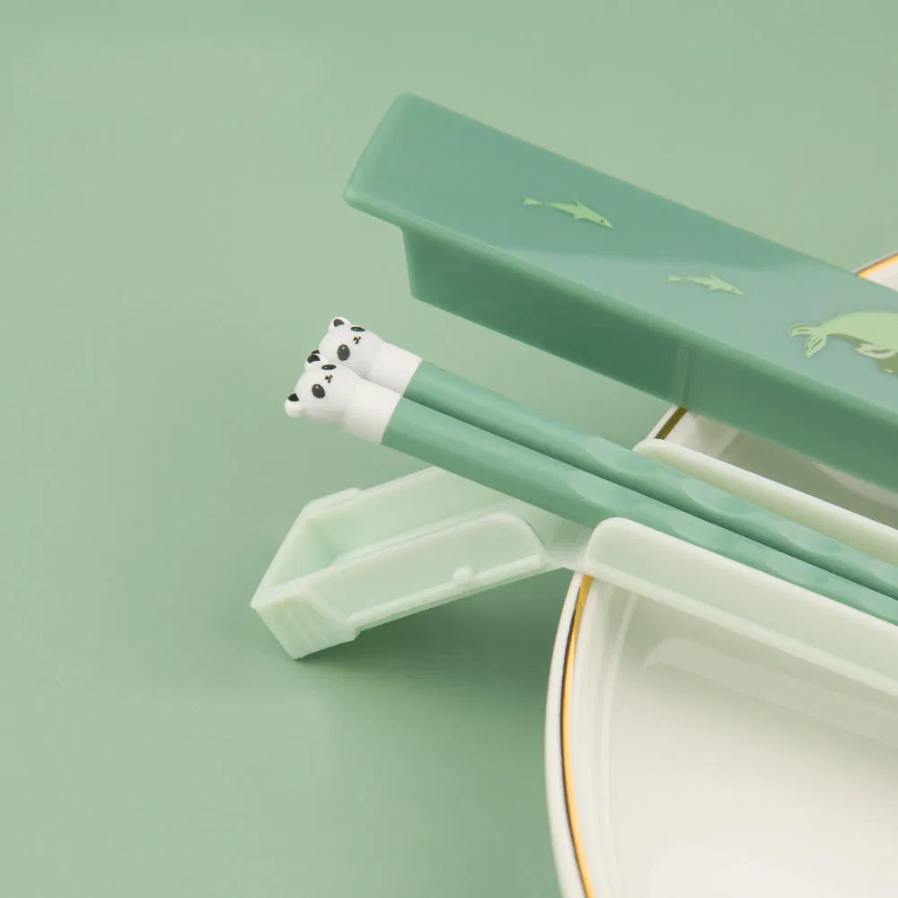 Cute Cartoon Animal Elephant Shape Plastic Kids Chopsticks with Travel Case