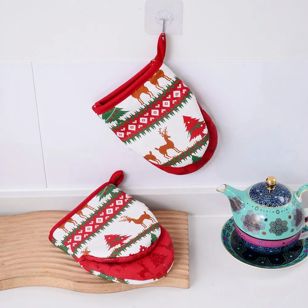 Printed Fabric Christmas Series Anti Scalding Printing Silicone Pot Holder