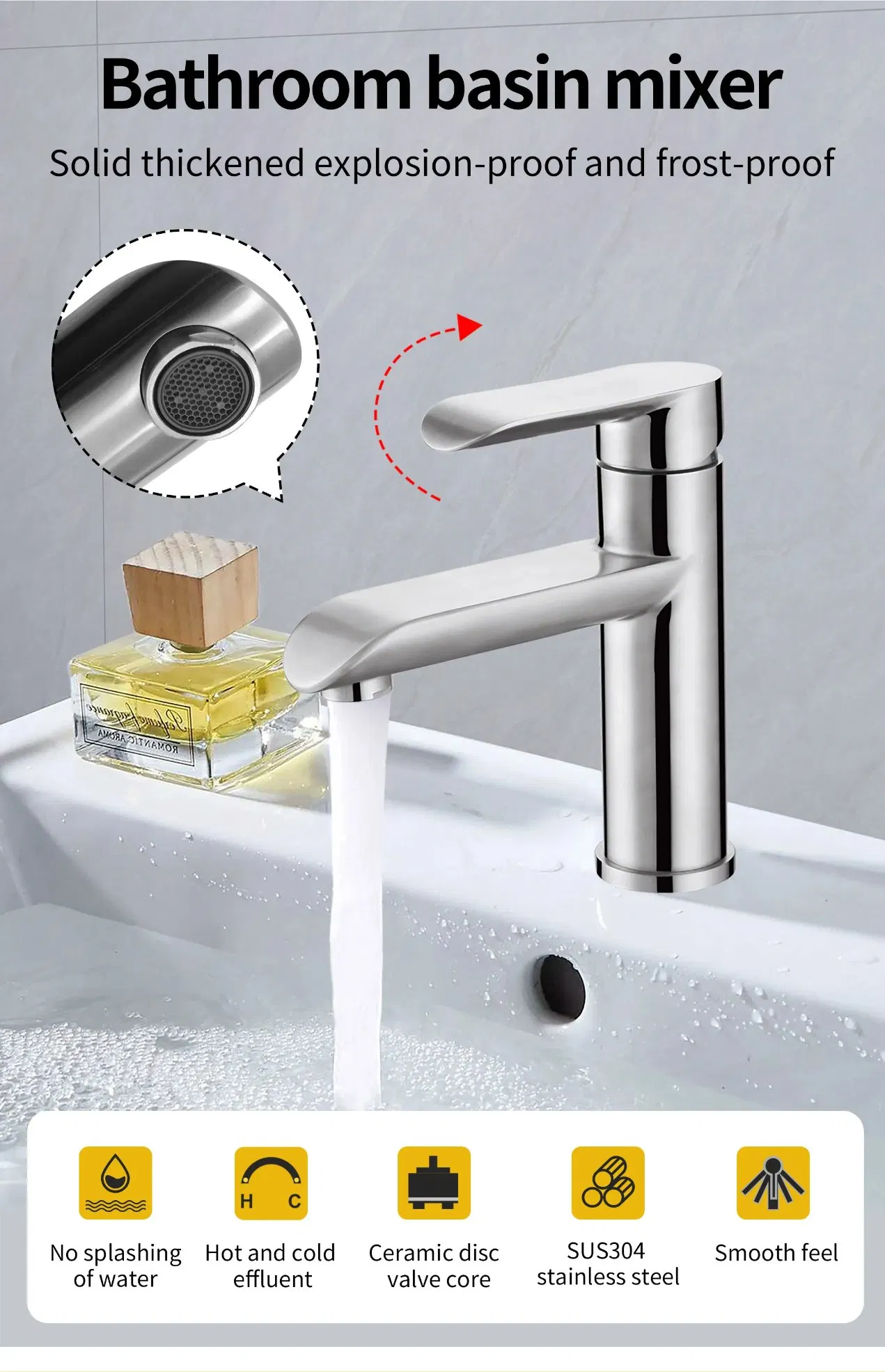 Hot and Cold Mixer Garden Water Bibcock Bathroom Waterfall Faucet Wash Basin Taps