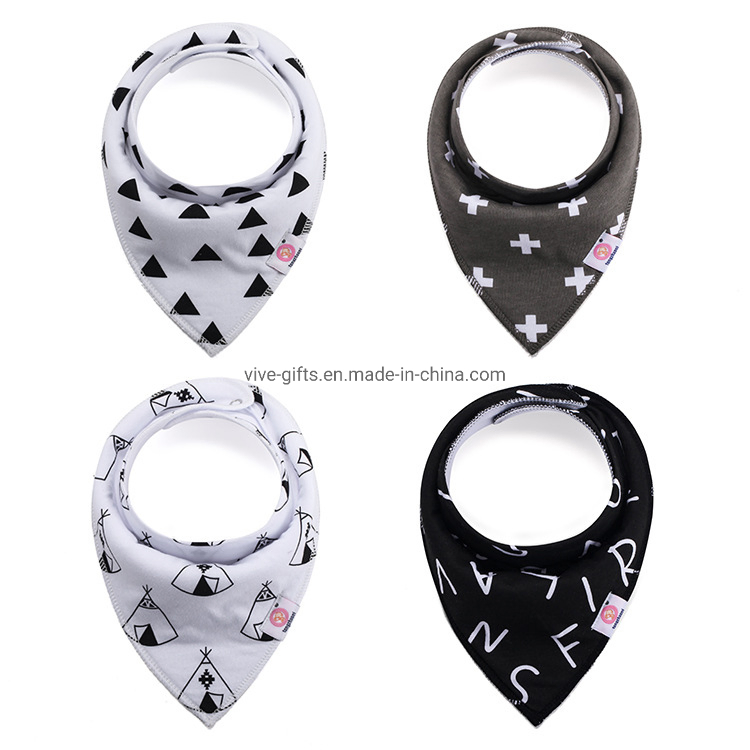 Factory Wholesale Custom Organic Cotton Baby Bandana Drool Bibs