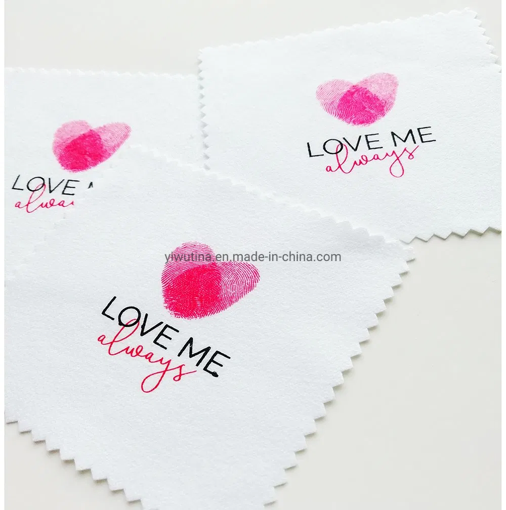 Hot Sale White Microfiber Jewelry Polishing Cleaning Cloth with 2 Colours Logo