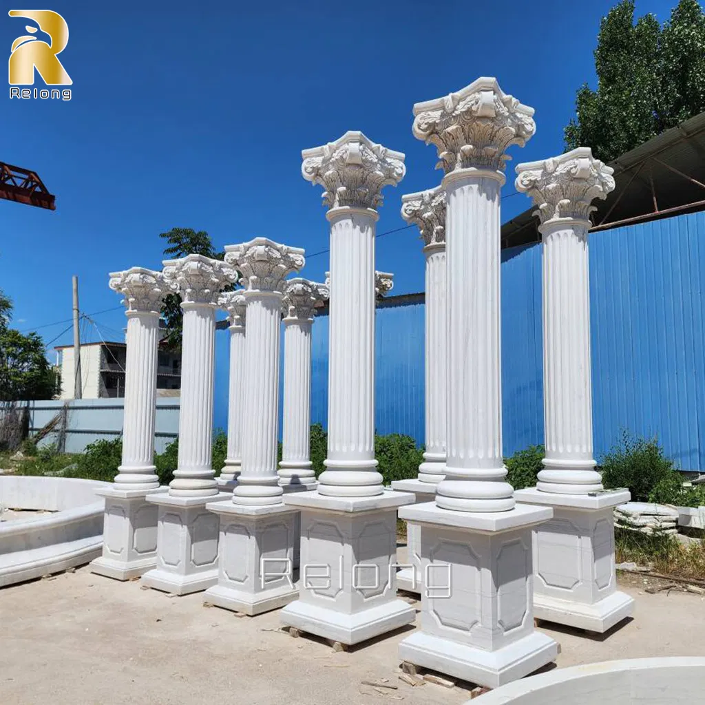 Exquisite Decorative Natural Stone Carving Pillar Marble Roman Column