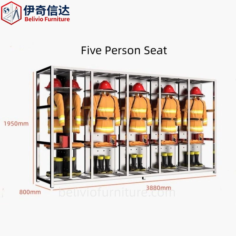 Stainless Steel Firefighting Suit Wardrobe Firefighter Wardrobe 360 Degree Rotatable Multi Person Clothes Hanger Storage Cabinet