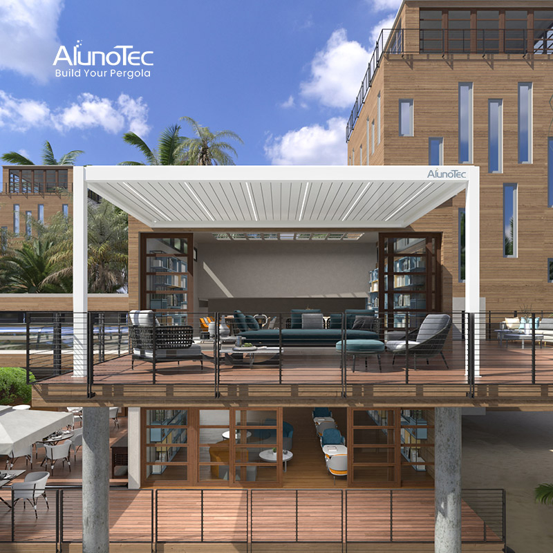 DIY Waterproof Modern Motorized Modern Design Aluminum Gazebo Opening Roof Garden Louvre Pergola