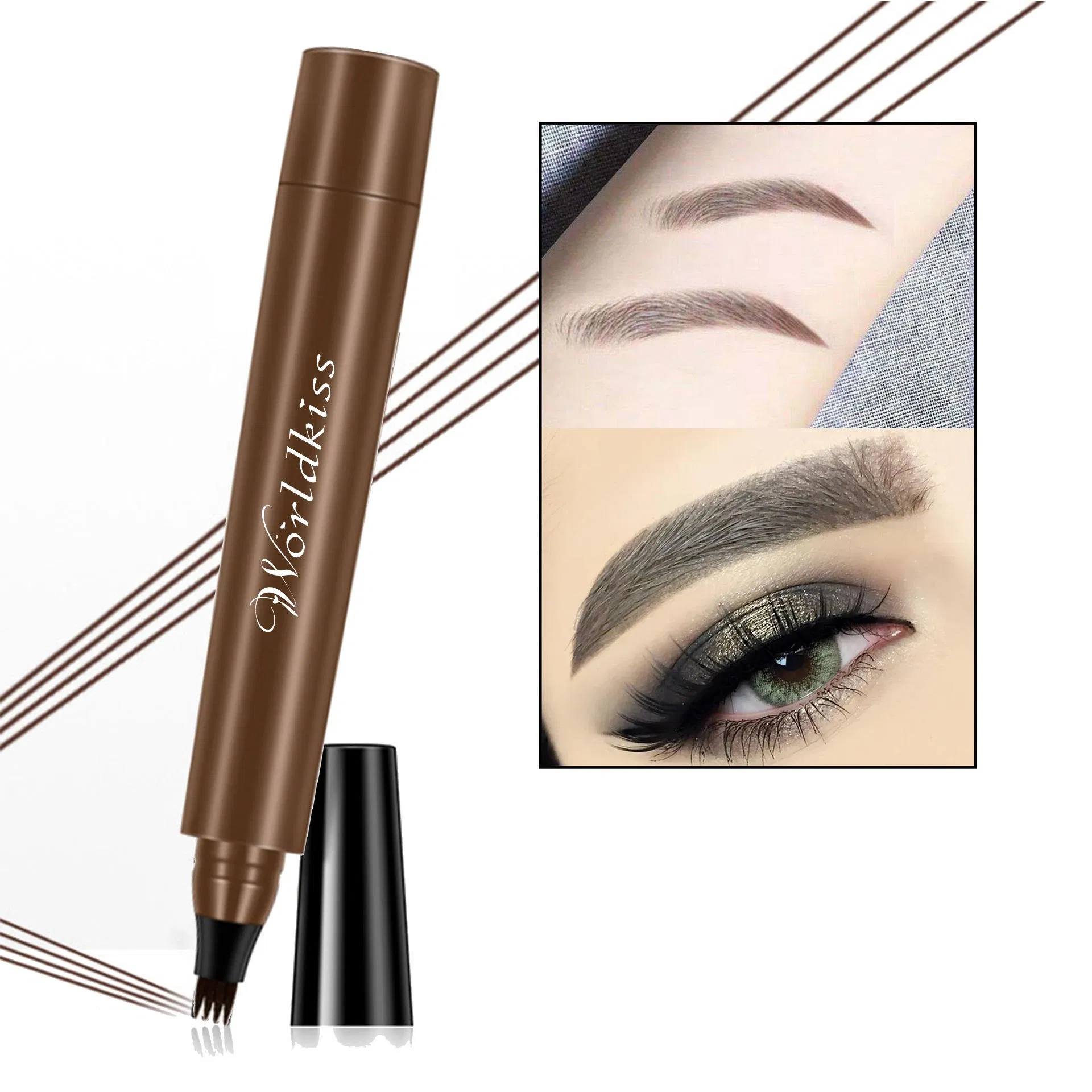 Long Lasting Waterproof Sweatproof Mineral 3D Wild Brow Four Tip Eyebrow Pen