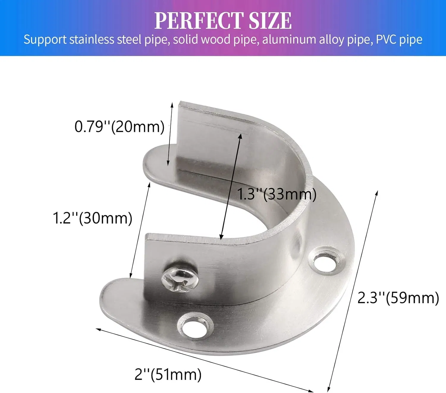 Heavy Duty Adjustable Wardrobe Rod Bracket for Shower Storage