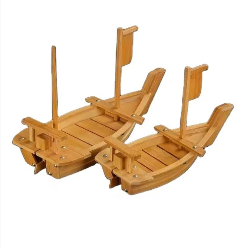 Wholesale Food Grade Wood Sushi Boat Sashimi Serving Tray Container