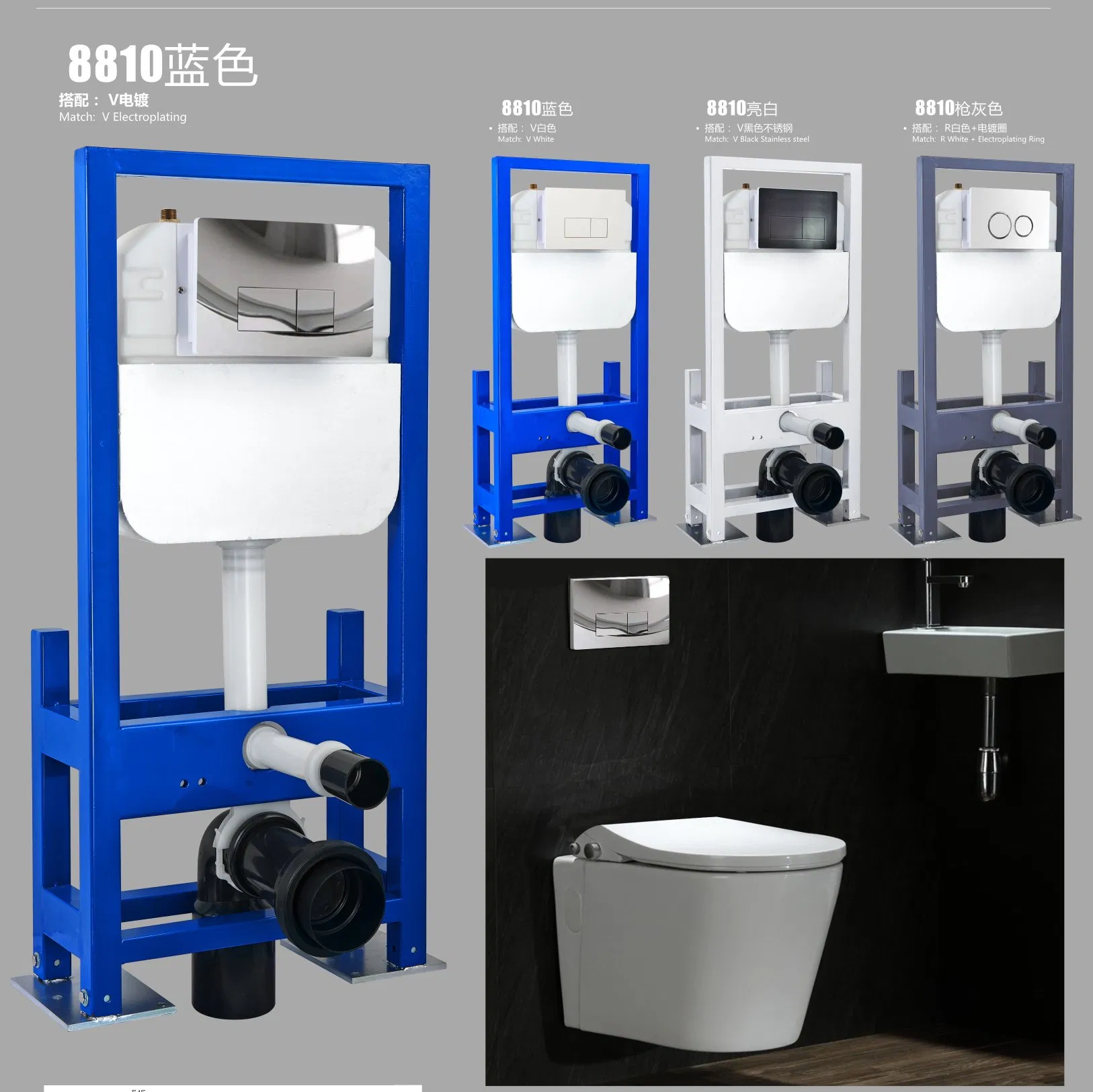 High Metal Concealed Cistern Wall Toilet with Hidden Flush Included for Space Efficiency Concealed Cistern Tank