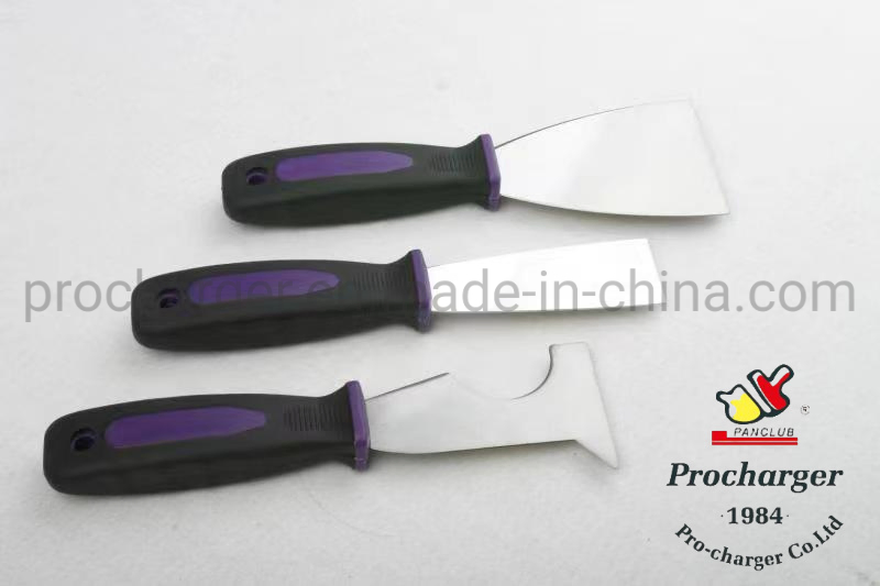 Stainless or Carbon Steel Scraper with Soft Grip Handle