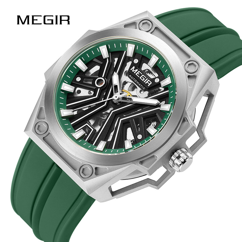 Megir 8603G Men's Sports Business Silicone Strap Multi Functional Automatic Mechanical Watch