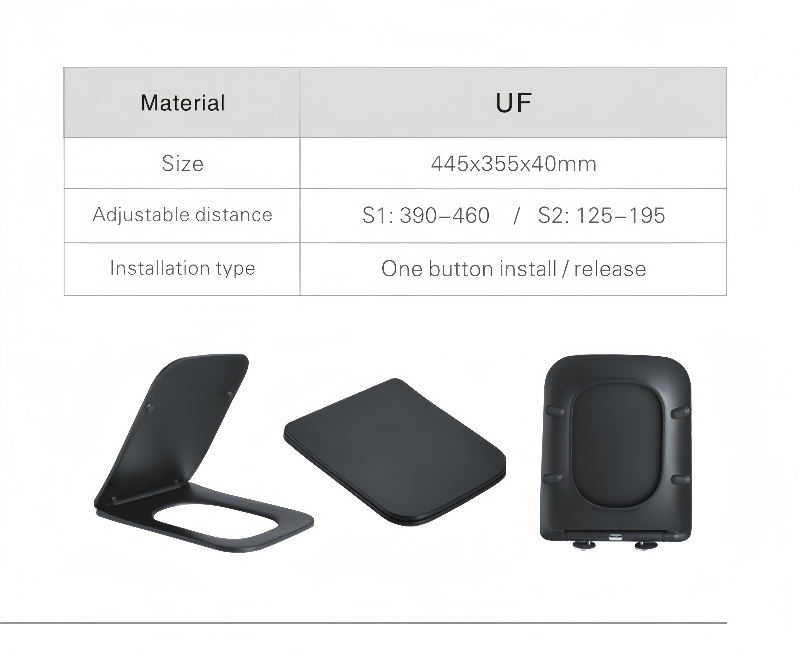 Jx068 Soft Close Design UF Matte Black Seat Toilet Coverer