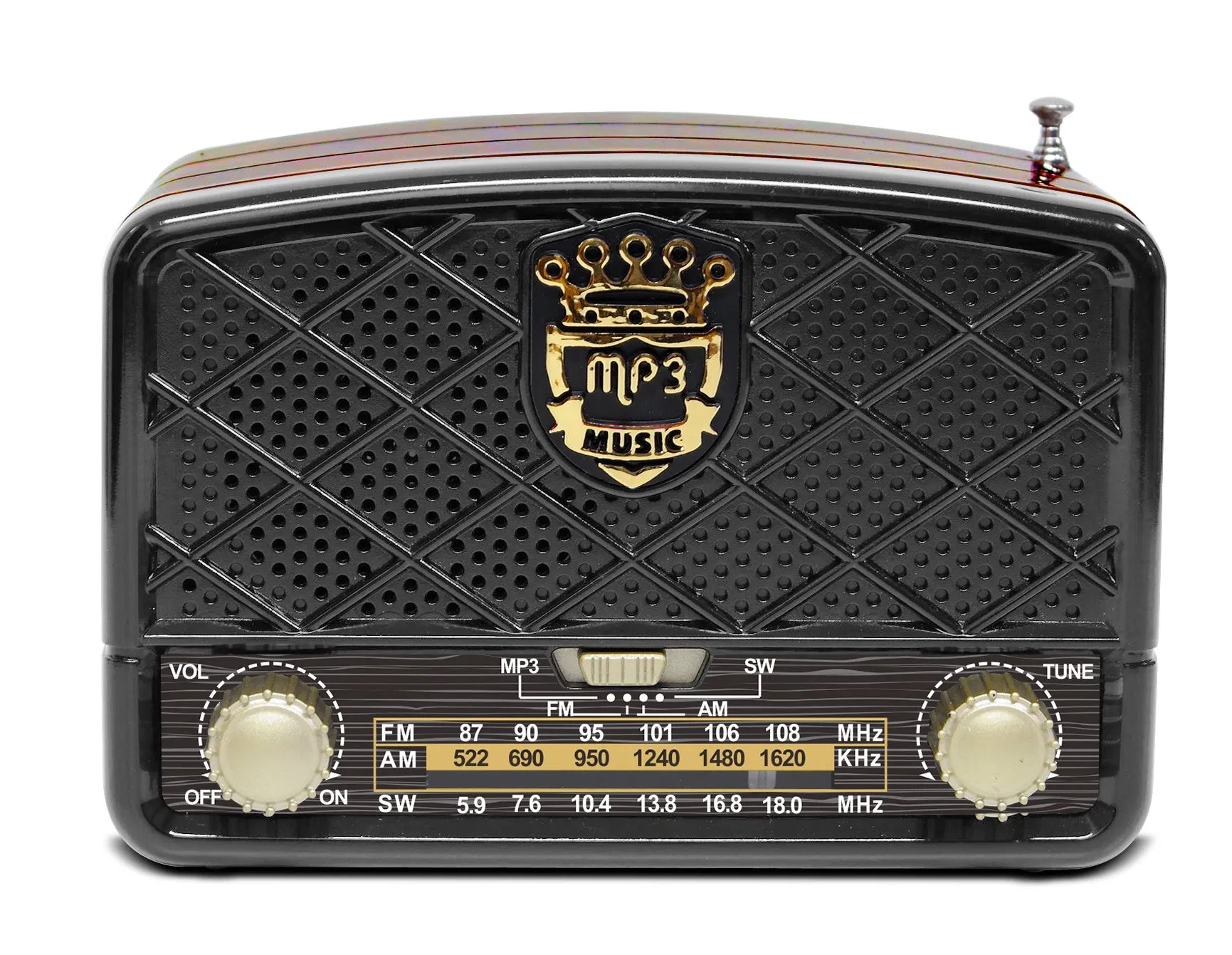 Mmeier M-138bt Portable 3-Band Am FM Sw, Consumer Electronics Portable Motorized Sound, Loud Volume, Wireless Connectivity, TF Card and M Mini Radio