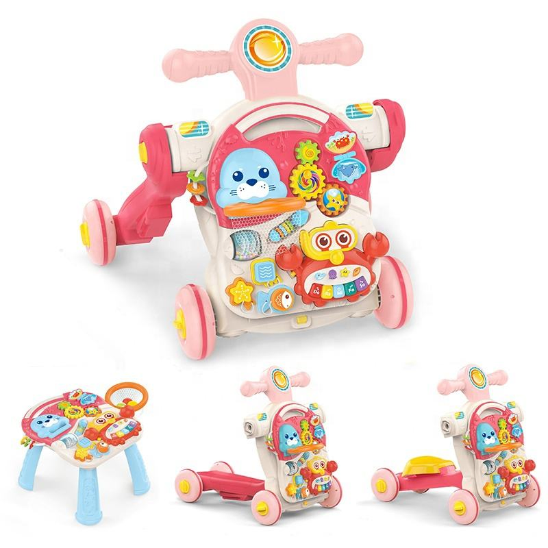 4 in 1 Baby Toys Musical Learning Table and Scooter Baby Walker for Boys and Girls