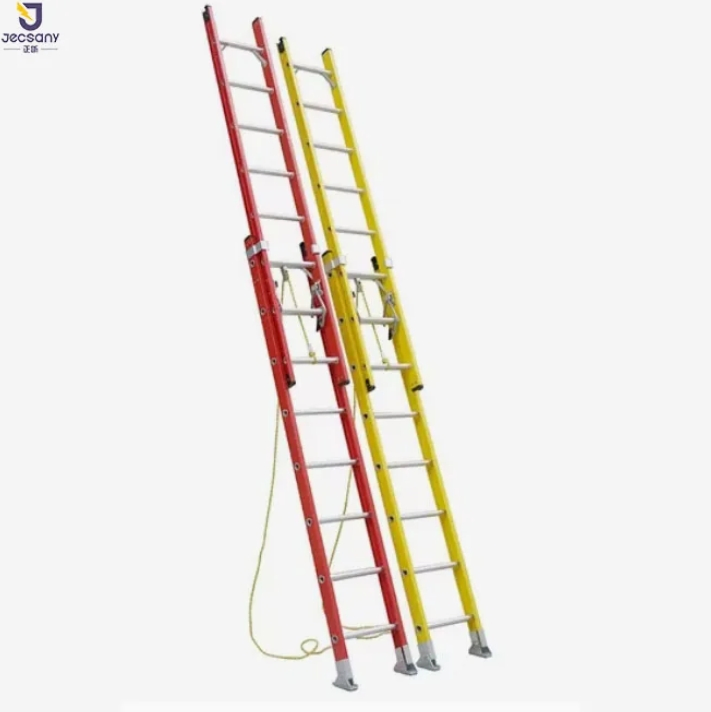 Fully - Insulated Industrial Telescoping Ladder Fiberglass Jtel 2 - Section Step Extension Design