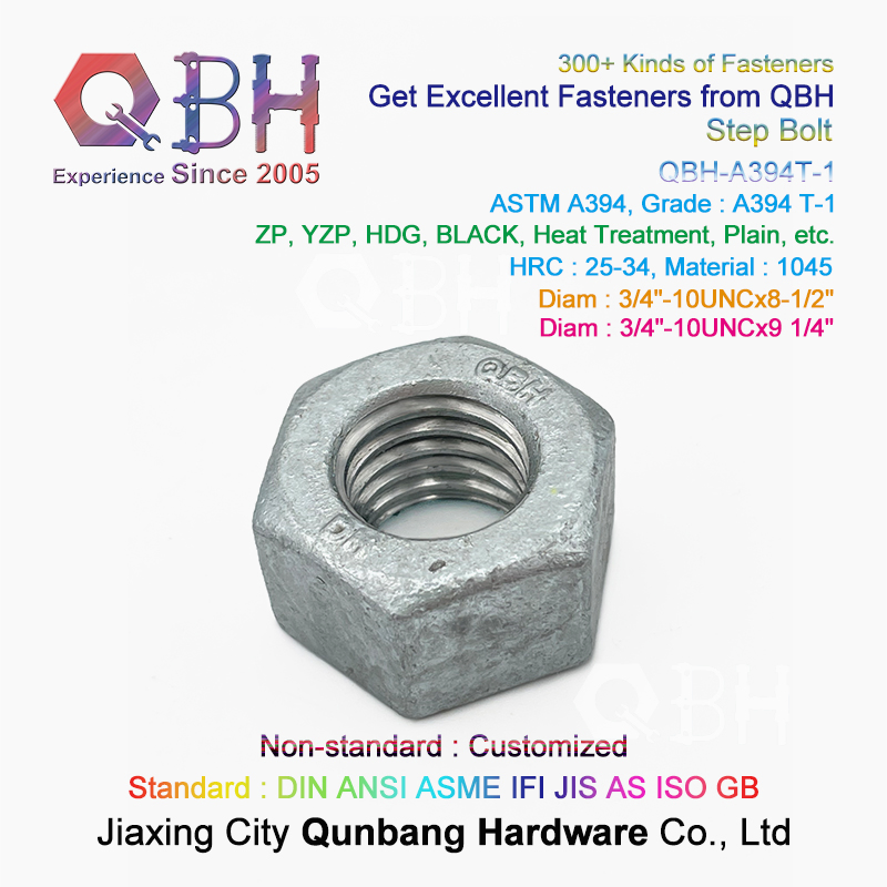 Qbh Standard Customized Any Size Color Surface ASTM A394 Type 1 Steel Structure Fastener Fittings Repair Replacements Replace Spare Parts Bridges Step Bolt