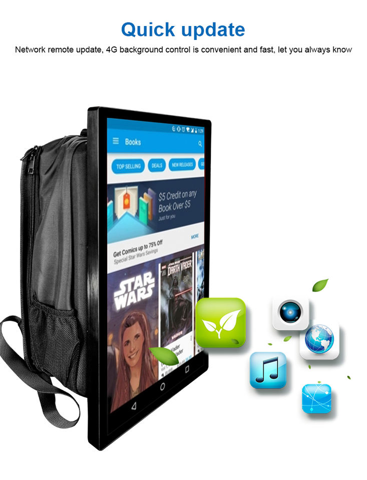 22 27 Inch Portable TV Screen Vertical LCD Display Backpack Advertisement Player Machine with Rechargeable Battery Power