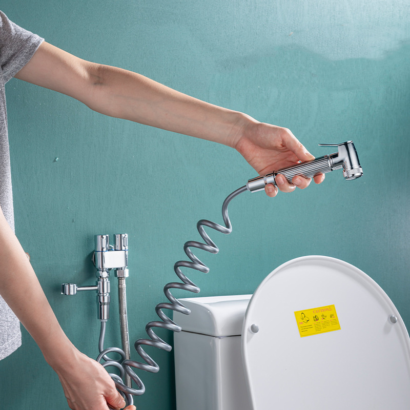 Brass Bidet Faucet Shattaf Set Bathroom Brushed Handheld Toilet Sprayer Bidet Set