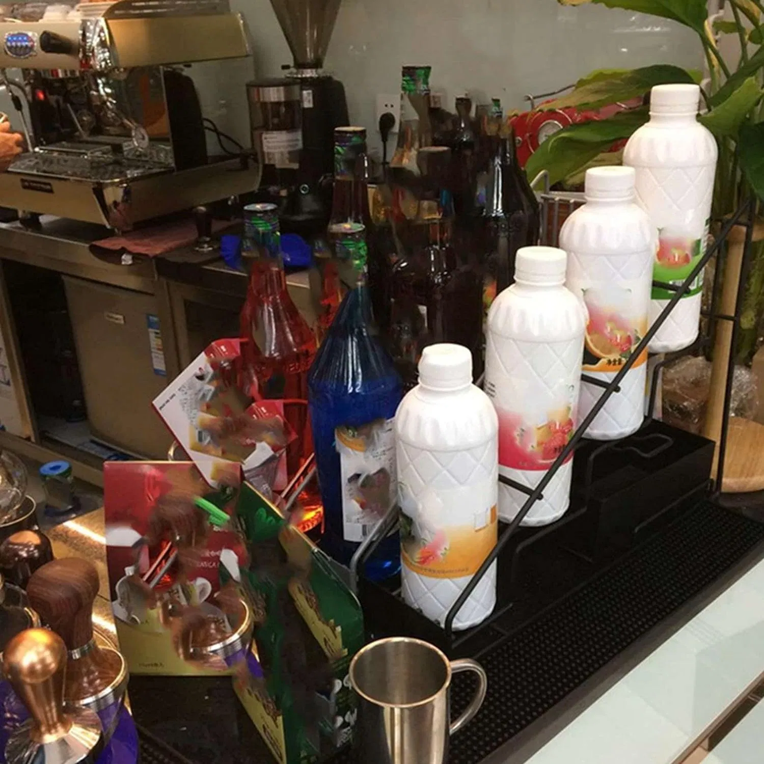 Metal Multifunction Display Milk Tea Cup Bottle Storage Holder