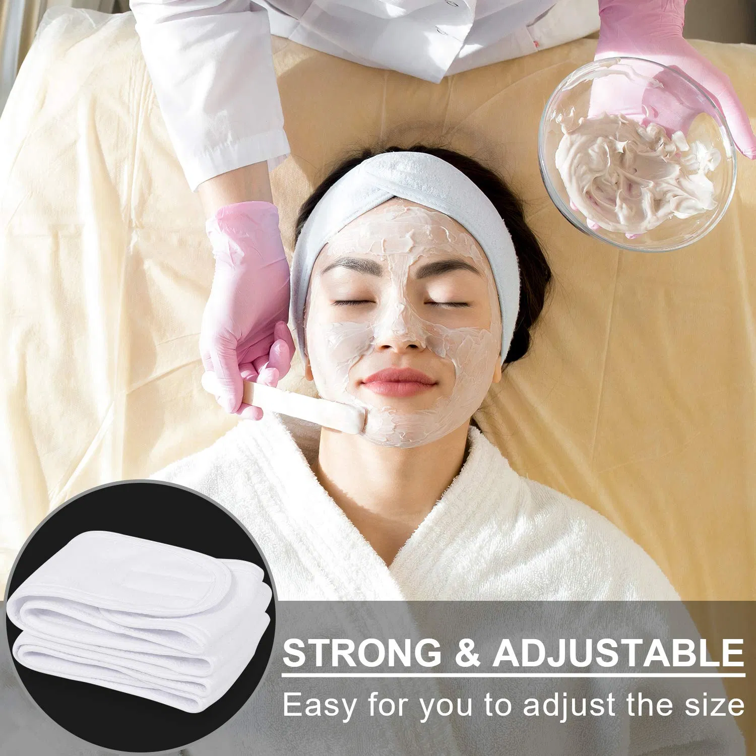 3 PCS SPA Facial Headband Make up Wrap Head Terry Headband Adjustable Towel