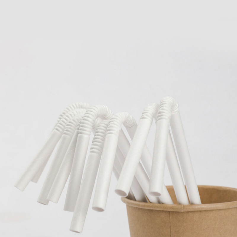 Customizable Disposable Paper Tableware 230mm Length Paper Straw with Paper Bag for Drinking