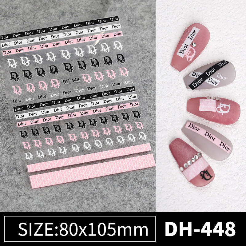 Luxury Brand Logo Nail Art Decoration Self Adhesive Nail Stickers Decals