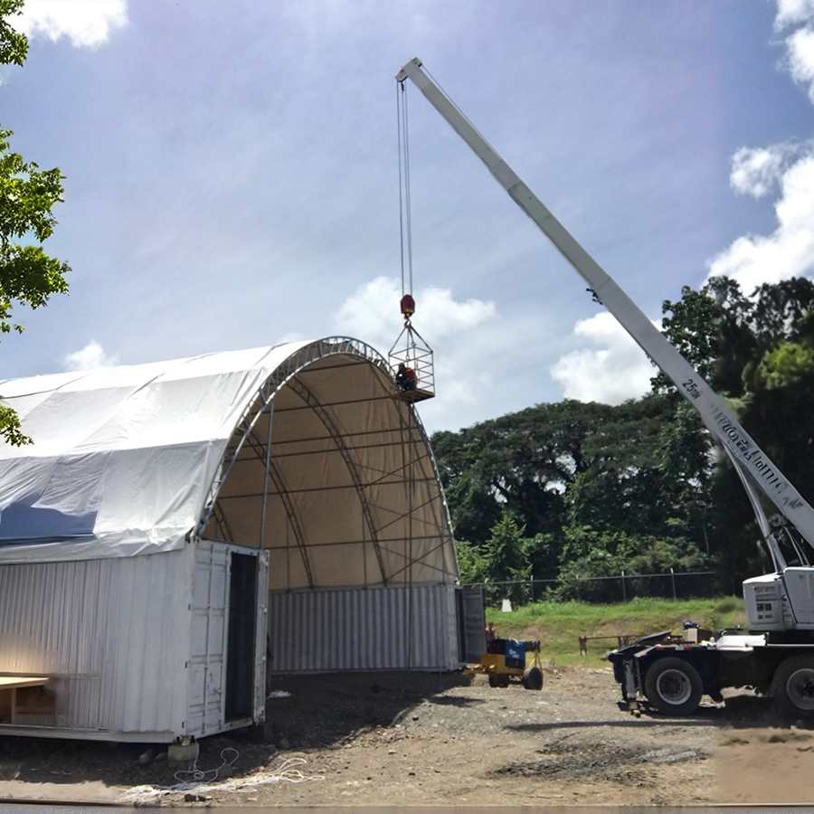 12X12X4.5m Container Storage Shelter with Roll-up Doors Industrial Dome Tent