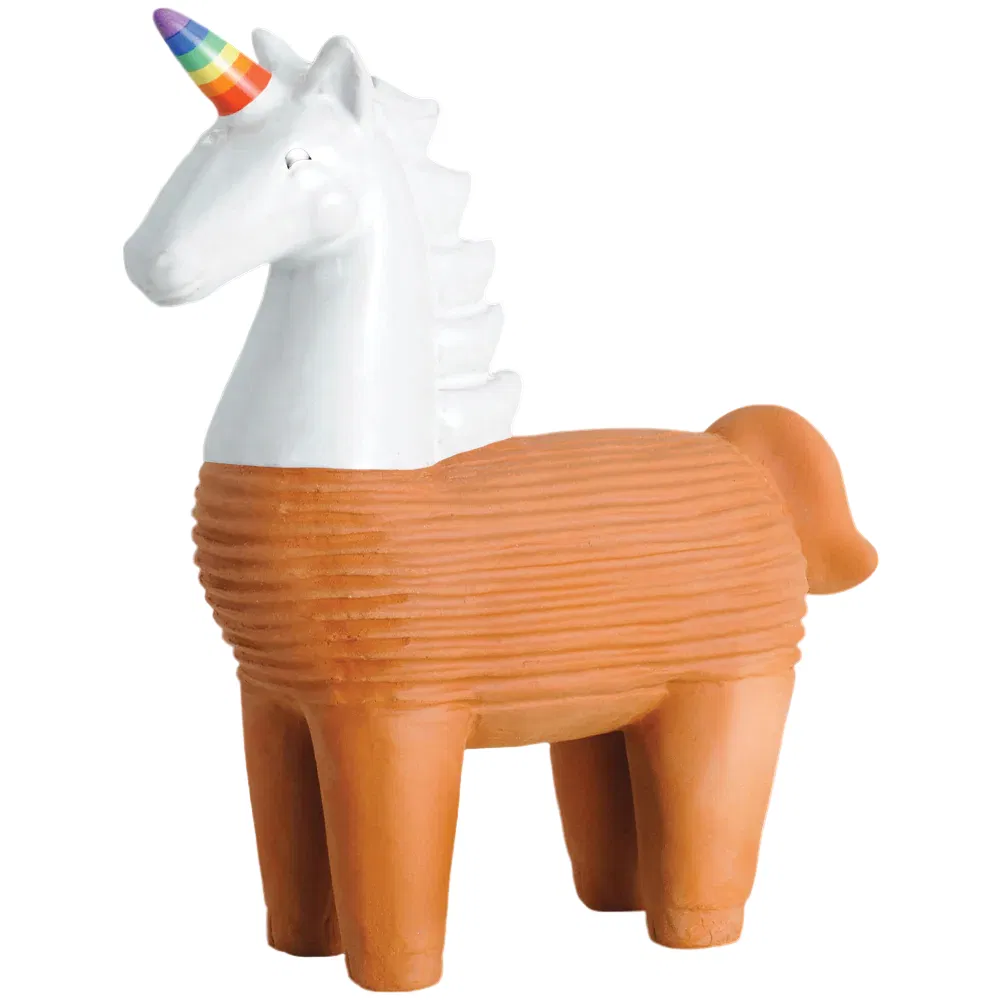 White Unicorn Anime Chia Pet Planter Cute Cartoon Terracotta Flower Pot