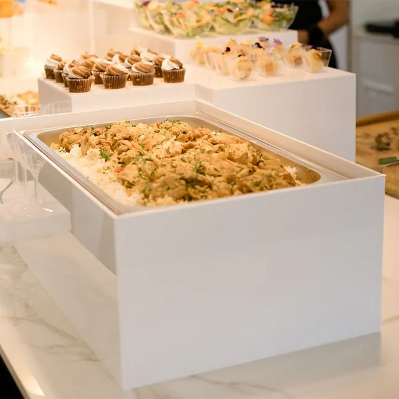 Acrylic Chafing Dish Guard KD White Catering Buffet Display Food Stand Chafer Wind Food Warmer Cover