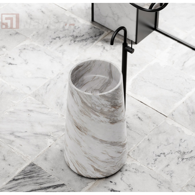 Newstar Calacatta White Marble Standing Sink Bathroom Basin