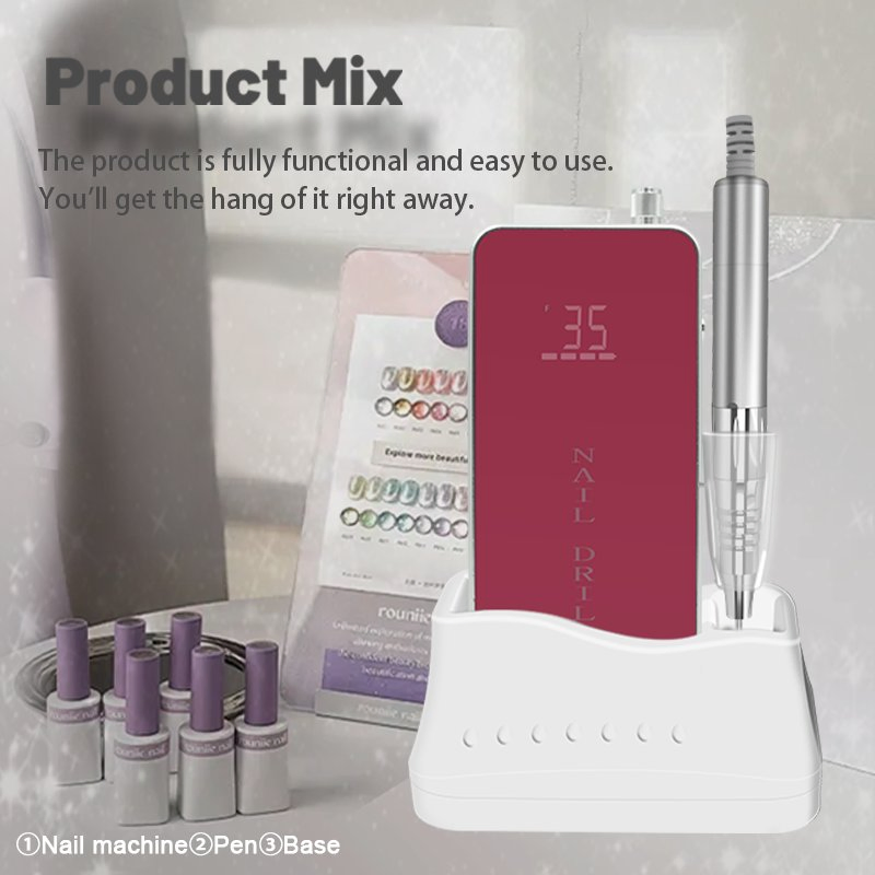 Professional Portable Brushless Motor 35000rpm Nail Drill Machine for Salon Home DIY