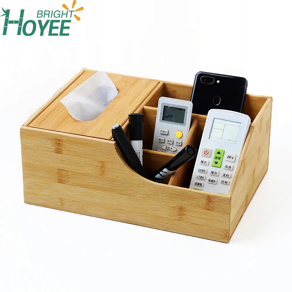 Bamboo Tissue Box Desktop Sundries Storage Box