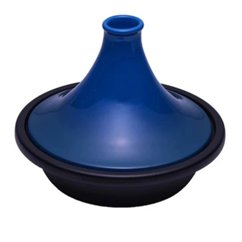 Тажин 24 см с керамической крышкой, чугунная эмалированная кастрюля