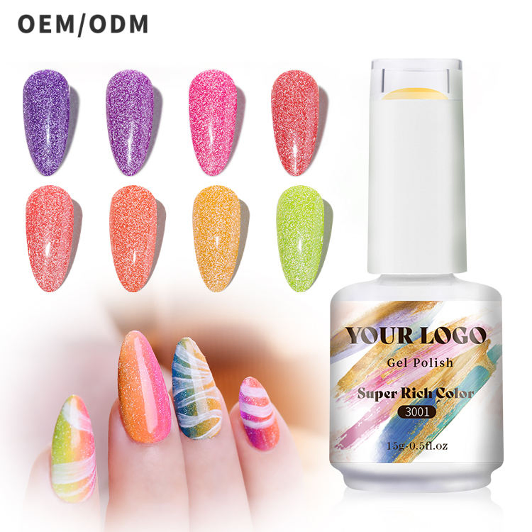 Custom Private Label Supplies Gel Nail Neon Reflective Polish Gel Nail Art for Nail Salon