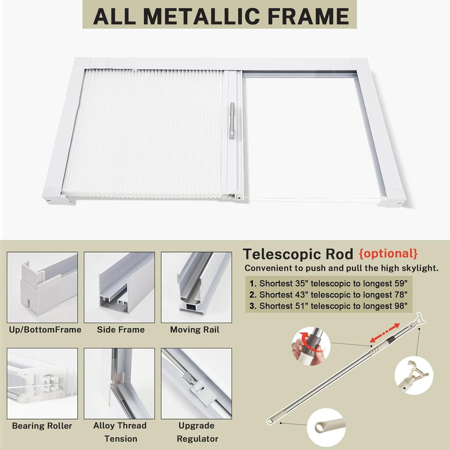 Premium Quality Room Darkening Cellular Blinds Blackout Cordless Skylight Honeycomb Shades