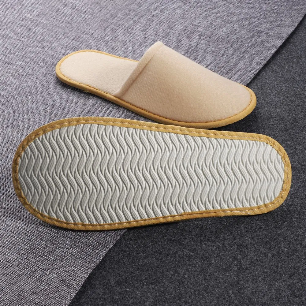 Yellow Napped Fabric Slipper with Anti Slip Sole