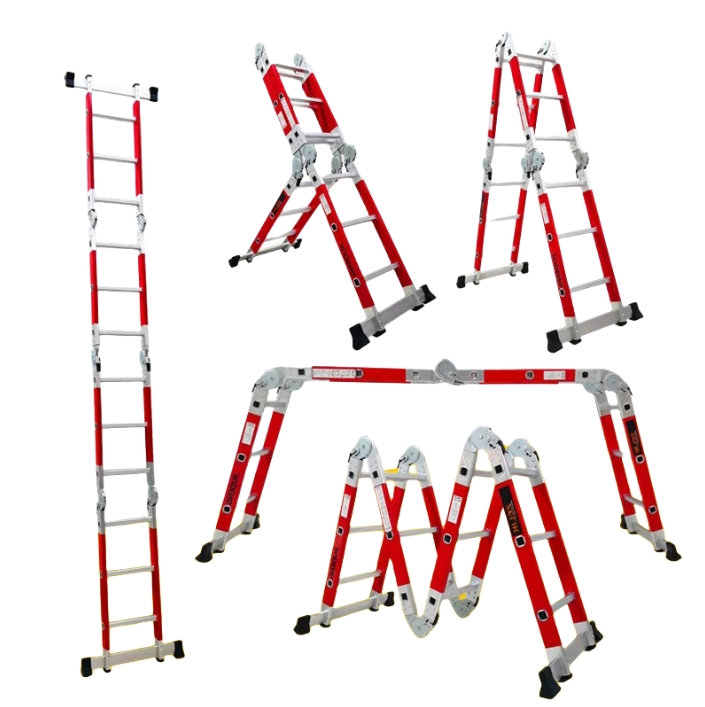 Adjustable Four-Fold Fiberglass Multi-Function Ladder