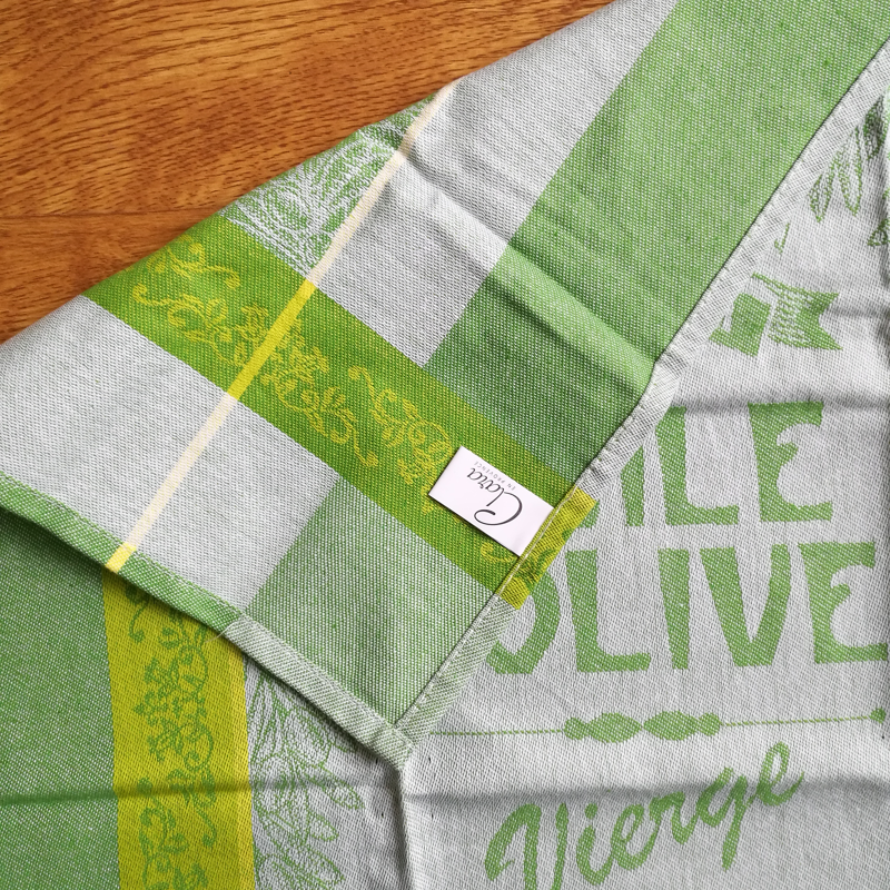 100% Cotton Green Jacquard Yarn Dyed Kitchen Towel with French Olive