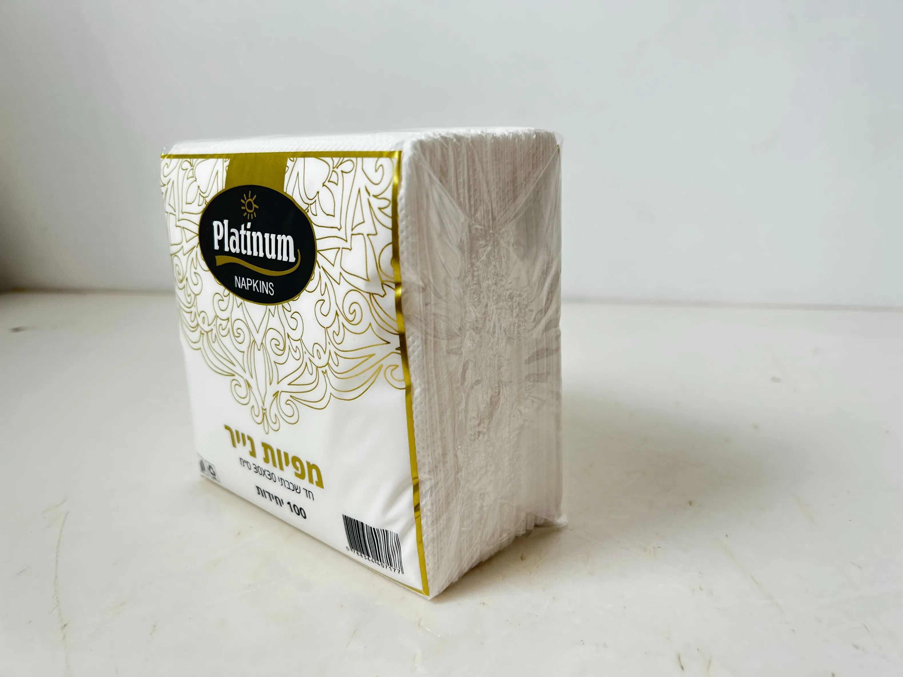 High Quality 1-Ply Embossed Dinner Napkins Paper Bag Style 1/4 Fold Serviettes for Restaurants