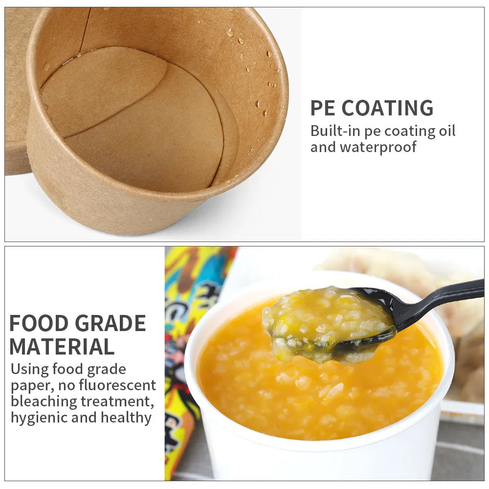 Bulk Quantity Container Kraft Paper Soup Bowl for Commercial Establishment Use