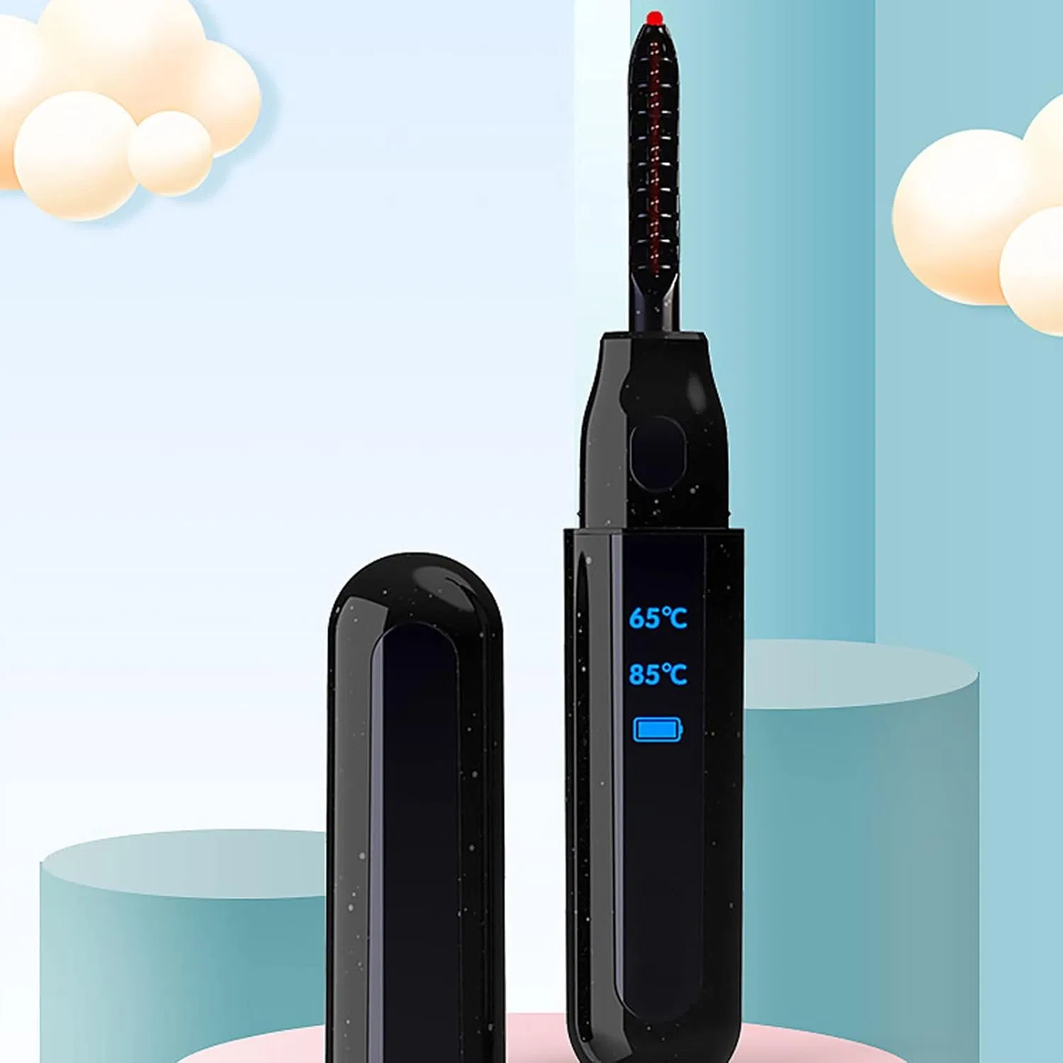 Portable Electric Eyelash Curler - Heating Makeup Tool for Beautiful Lashes