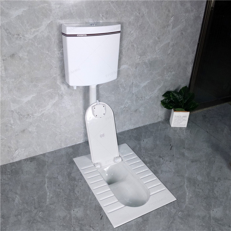 Modern Design High Quality White Color Floor Mounted Ceramic Squatting Pan with Cover Save Space Wholesale Price Squatting Pan