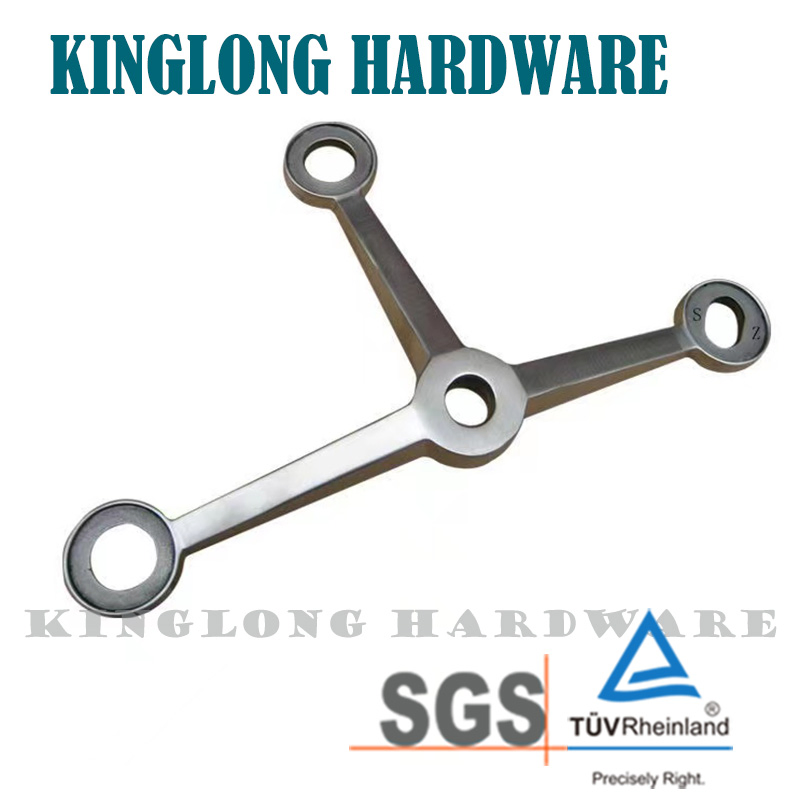Stainless Steel Glass Hardware 2 Arms 90 Degree Curtain Wall Glass Spider