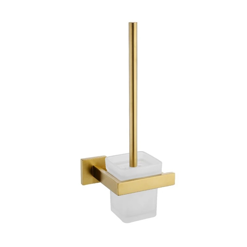 Brass Gold Toilet Bowl Cleaning Brush and Holder Set Toilet Brush Holder Set for Bathroom