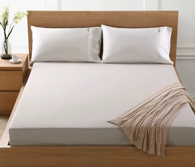 Wholesale 5 Star Hotel Bed Sheet 100% Cotton Dobby Stripe Luxury White Bed Sheet