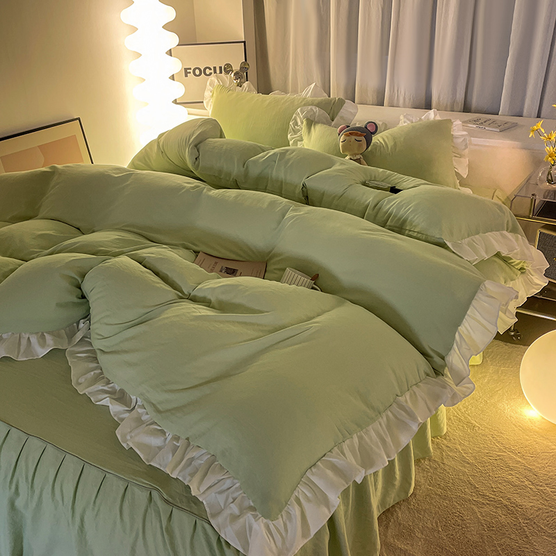 Washed Microfiber Queen King Sheet Set 4 PCS Set Including 2 Pillowcases and Blanket Cover Washable for Duvet Bedding Set