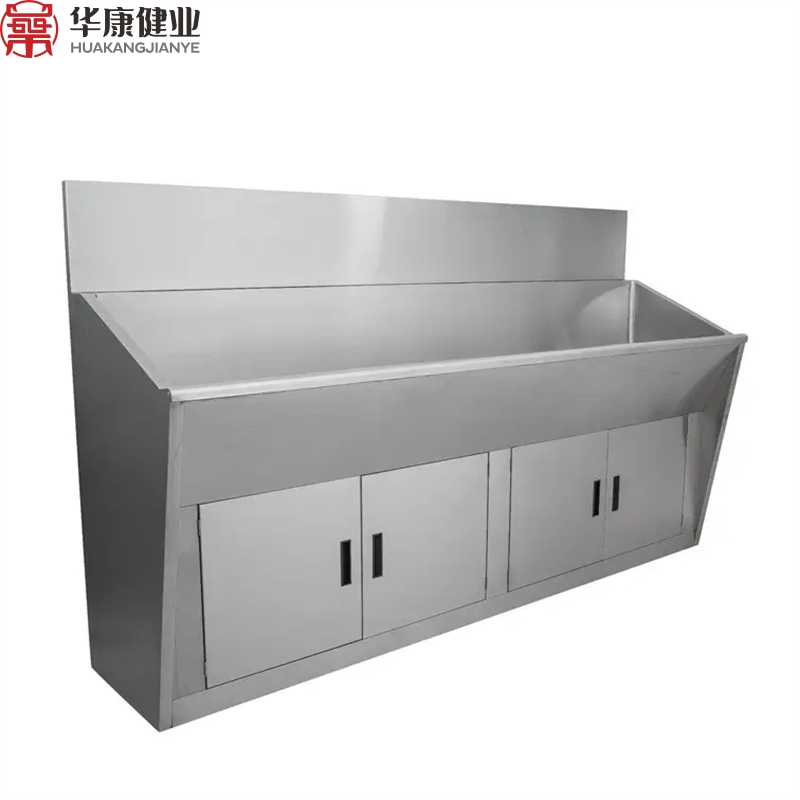 Double Bay Foot Pedal Medical Hand Scrub Sink Hospital Stainless Steel Sink