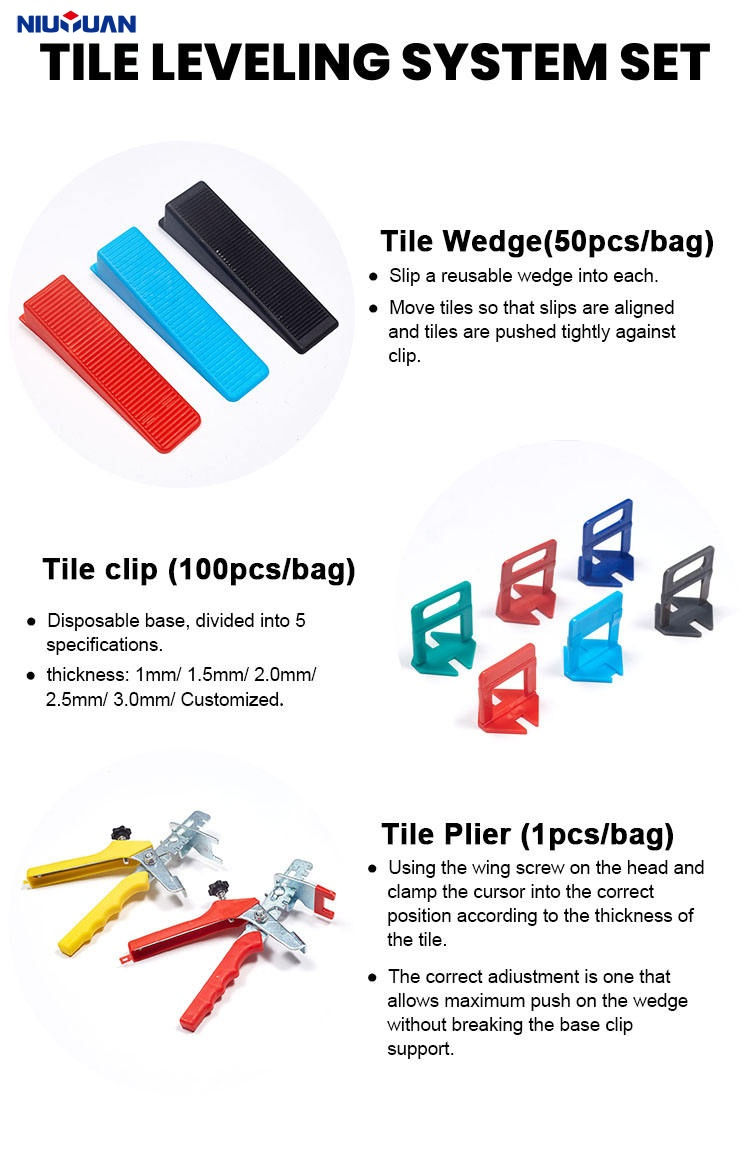 5mm Porcelain Floor Leveler Ceramic Tile Leveling Clip System Tile PP Material Self Leveling System Tile Spacer Cross Wedge