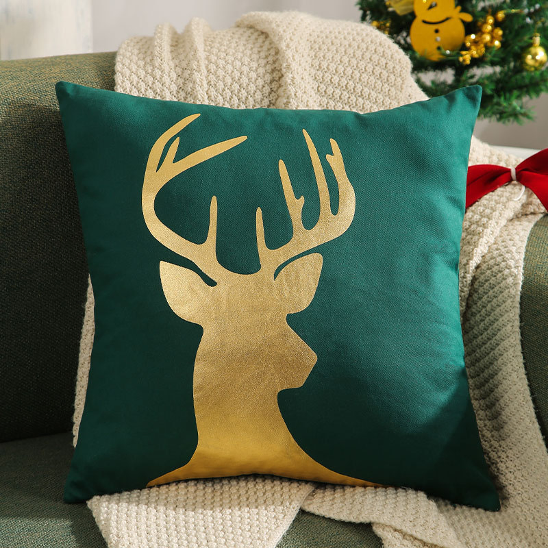 Christmas Decorative Gold Tree Deer Square Throw Pillow Case Cushion Cover